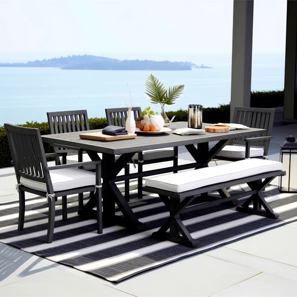 Modern Aluminum Farmhouse Park Garden Sofa Set Durable Weather Resistant Waterproof Comfortable Furniture for Hotel Home Use