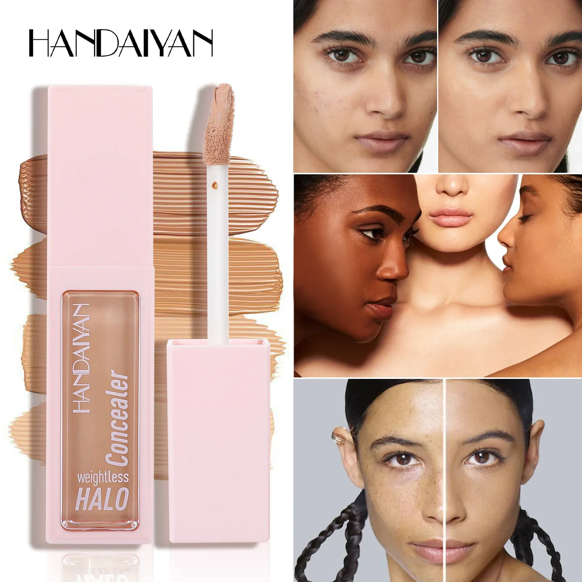 HANDAIYAN 8 Color Concealer Natural Moisturizing Texture Long Lasting Hold Makeup Cover Spots Improve Skin Liquid Foundation 10g