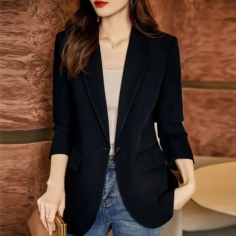 

Женский пиджак с принтом на заказ, легкое пальто с застежкой, дикое верхнее пальто средней длины, глубокое завязанное профессиональное пальто с лентой, средний размер