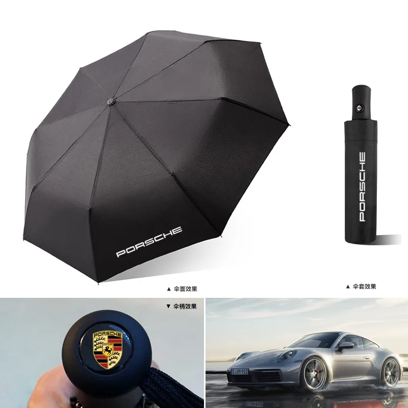 Car folding umbrella Portable automatic sunshade For Porsche Boxster Cayman Cayenne 911 Macan Panamera Auto Eemblems Accessories