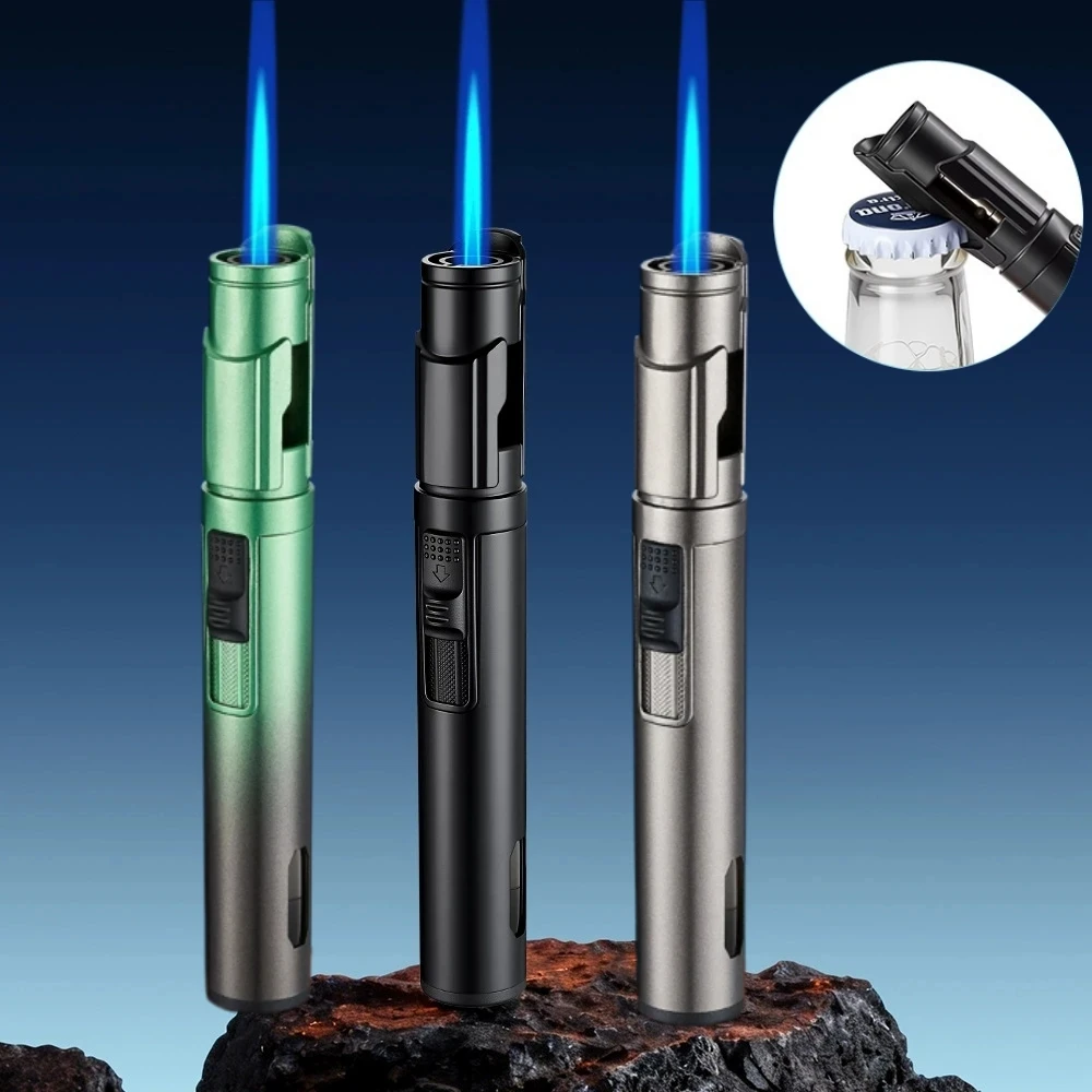 New portable and compact pen style spray gun lighter, metal windproof straight flame visible air window opener cigar lighter