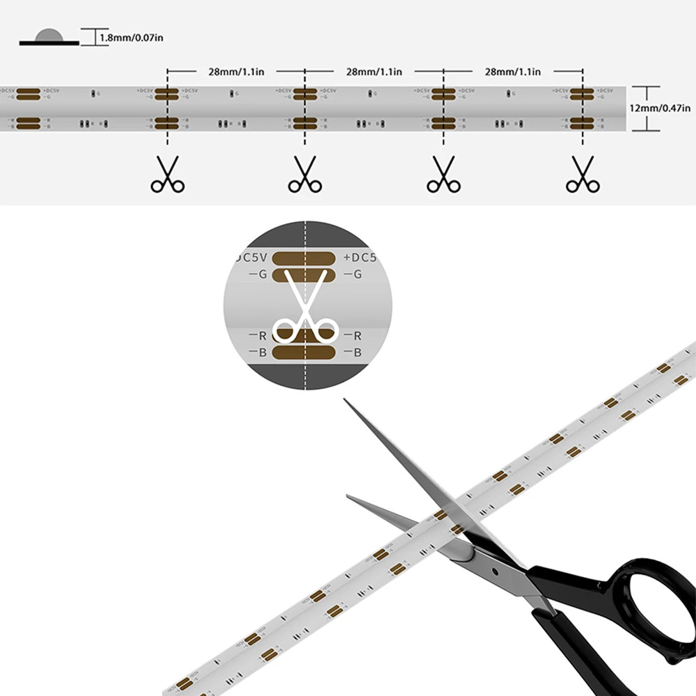 Imagem -05 - Gingow-bluetooth Usb Cob Rgb Led Strip Lights Iluminação Colorida Flexível tv Backlight Decoração do Quarto 5v 816leds por m 2m