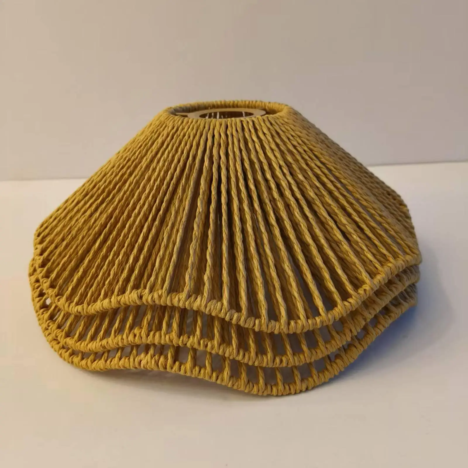 Rustic Handcrafted Paper Rope Lampshade Frame Cylinder Pendant Light Shade for Teahouse Living Room