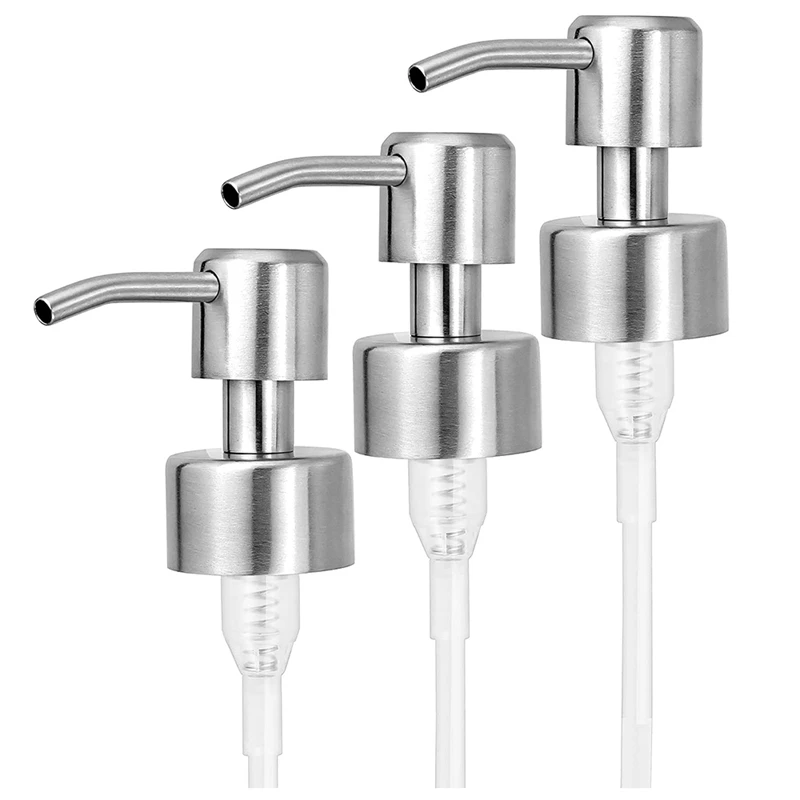 Reemplazo de bomba dispensadora de jabón líquido de acero inoxidable, 6 uds., con rosca para boquilla y tubo de tamaño de cuello estándar 28/400