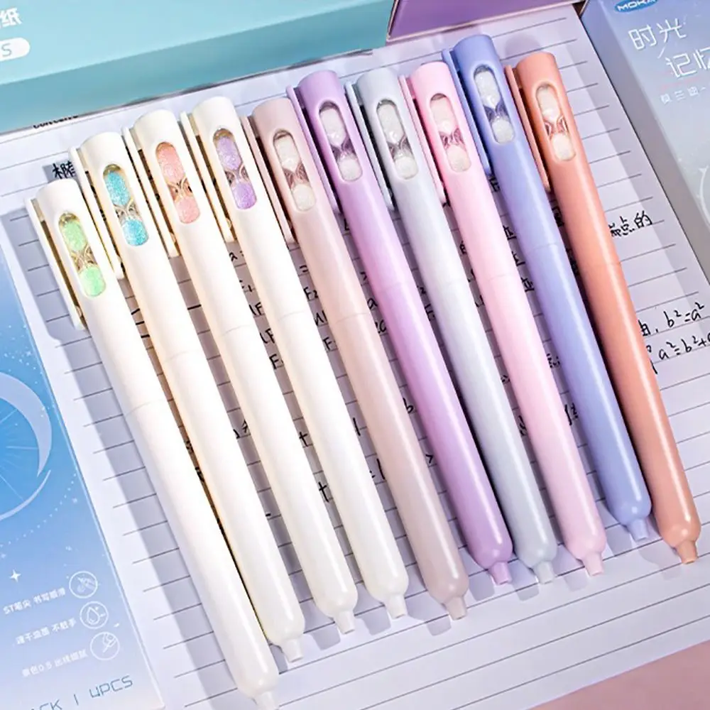 

4Pcs/3Pcs New Plastic Gel Pen Press Type 0.5mm Black Ink Neutral Pen Quick Drying Writing Tools School Office