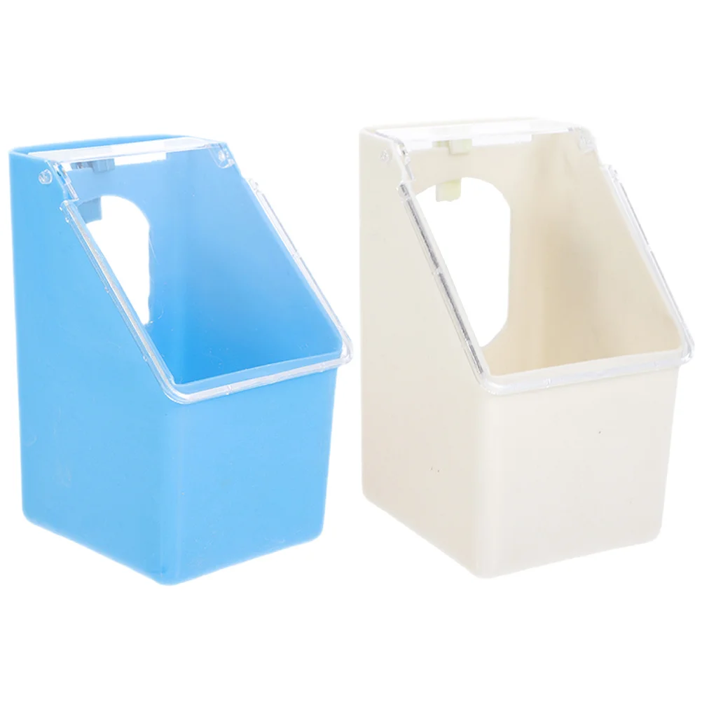 

2Pcs Thick Plastic Hanging Pigeon Food Container Feeder Anti-Leak Durable Bird Feeding Box for Parrots Small Birds Cage