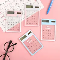 Transparent Cute Cartoon 8-digit Calculator Solar Energy Mini Portable Calculator School Supplies Kawaii Stationery