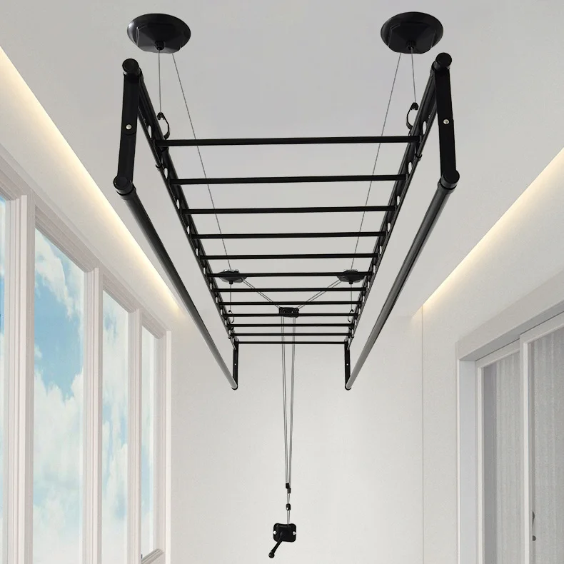 

Four pole drying rack with a 2-meter aluminum manual folding multifunctional mother and baby balcony lifting drying pole