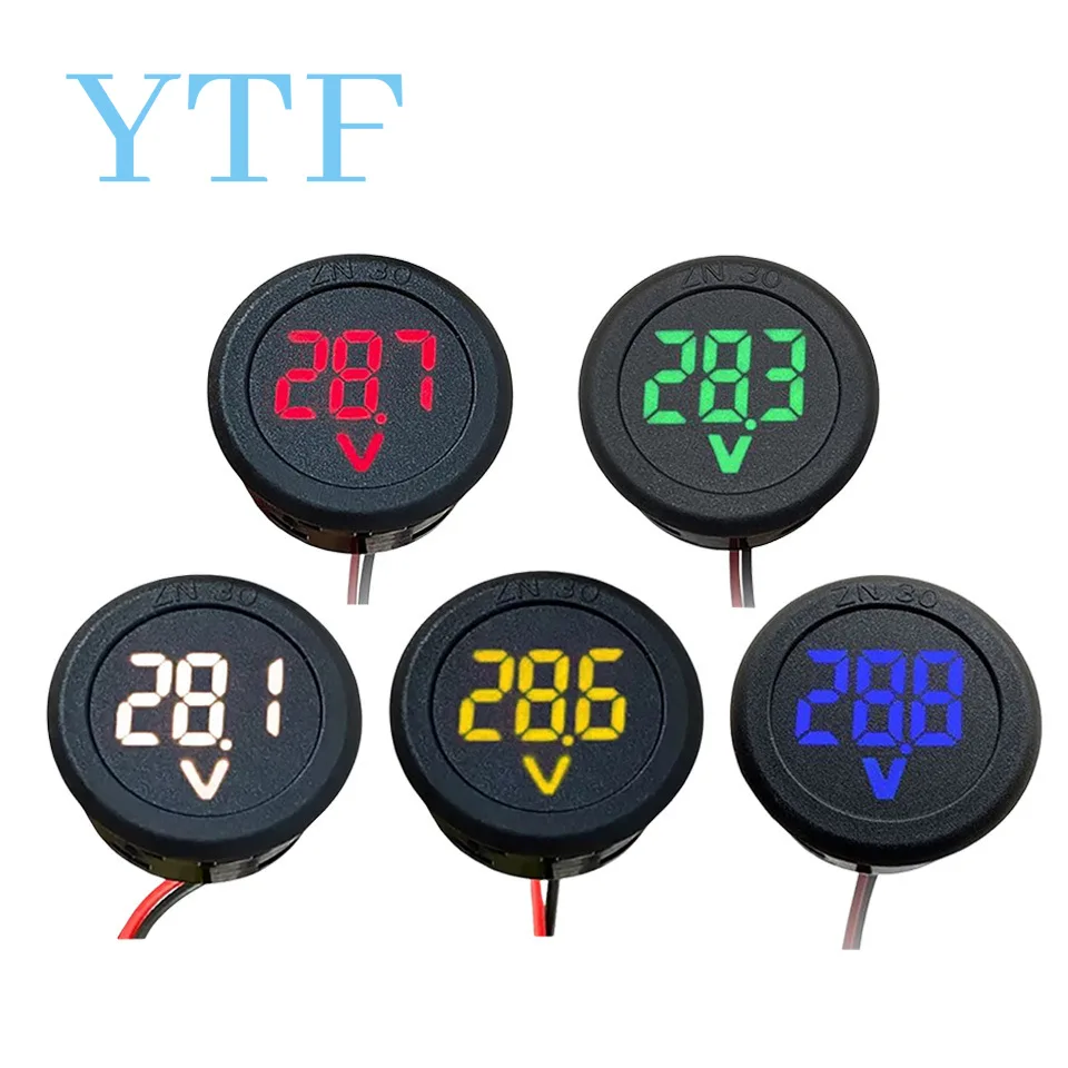 

DC 4-100V LED Digital Display Circular Two-wire Voltmeter DC Digital Voltmeter Head Display Reverse Connection Protection Tools