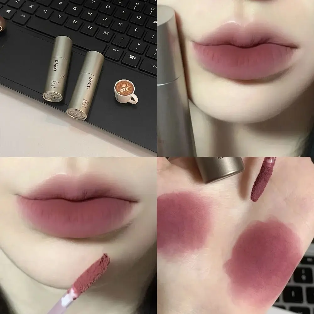 

Non-Stick Cups Dark Brown Matte Lip Gloss Waterproof Nude Brown Lips Brown Lip Mud Lipsticks Lasting Portable