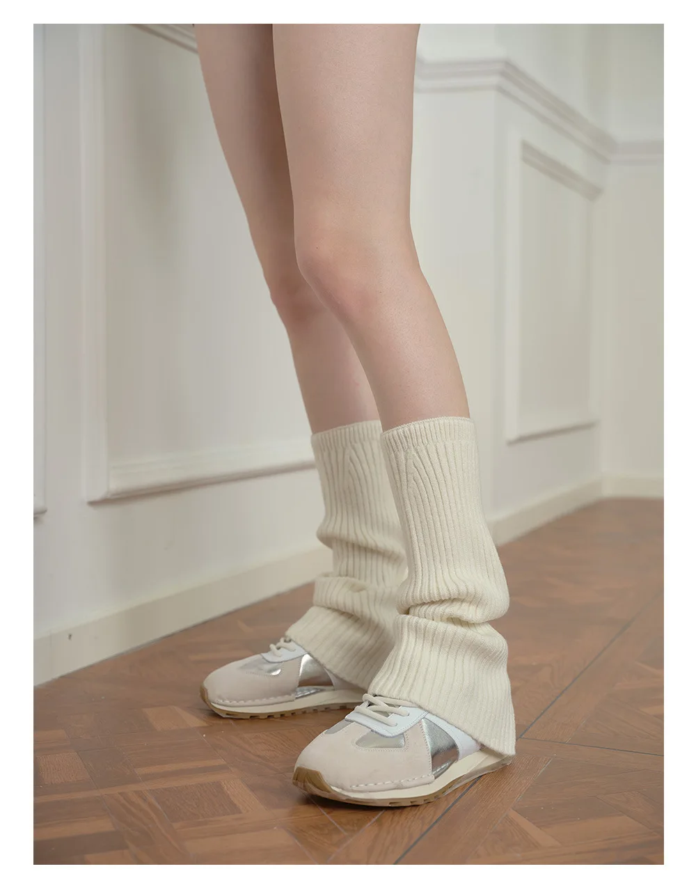 Penghangat Kaki Rajut Campuran Wol Lembut untuk Wanita Estetika Y2K Kaus Kaki Longgar Musim Semi Musim Gugur.