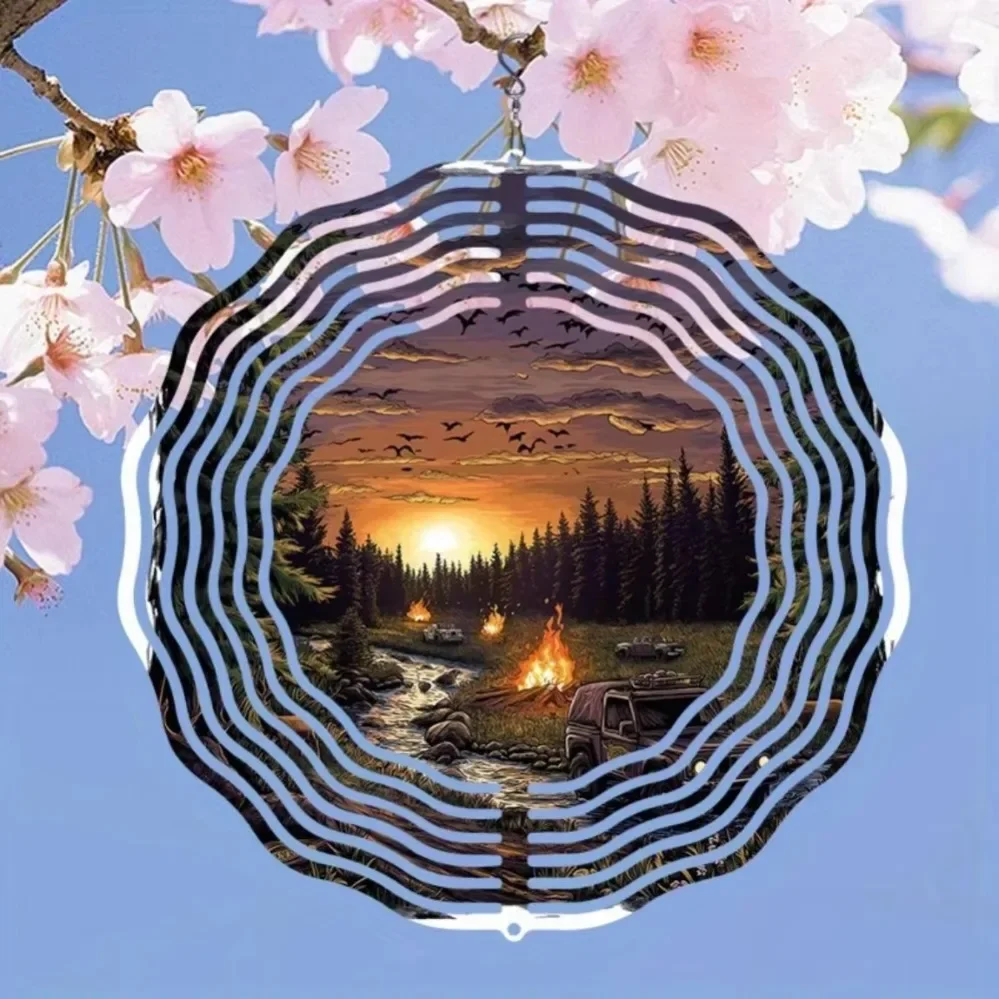 

Iron Wind Chime for Windowsill，Black White Tropical Beach Sunset Metal Wind Chime Outdoor Garden Decor For Patio Lawn Backyard B