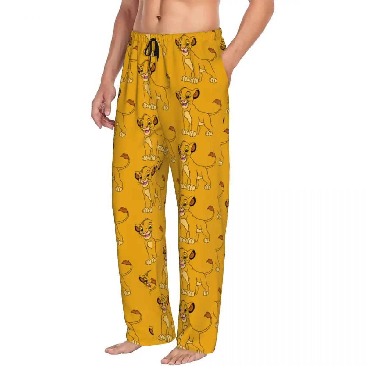 Pantalones de pijama personalizados Simba Nala The Lion King, ropa de dormir Pumba para hombre, pantalones para dormir elásticos con bolsillos