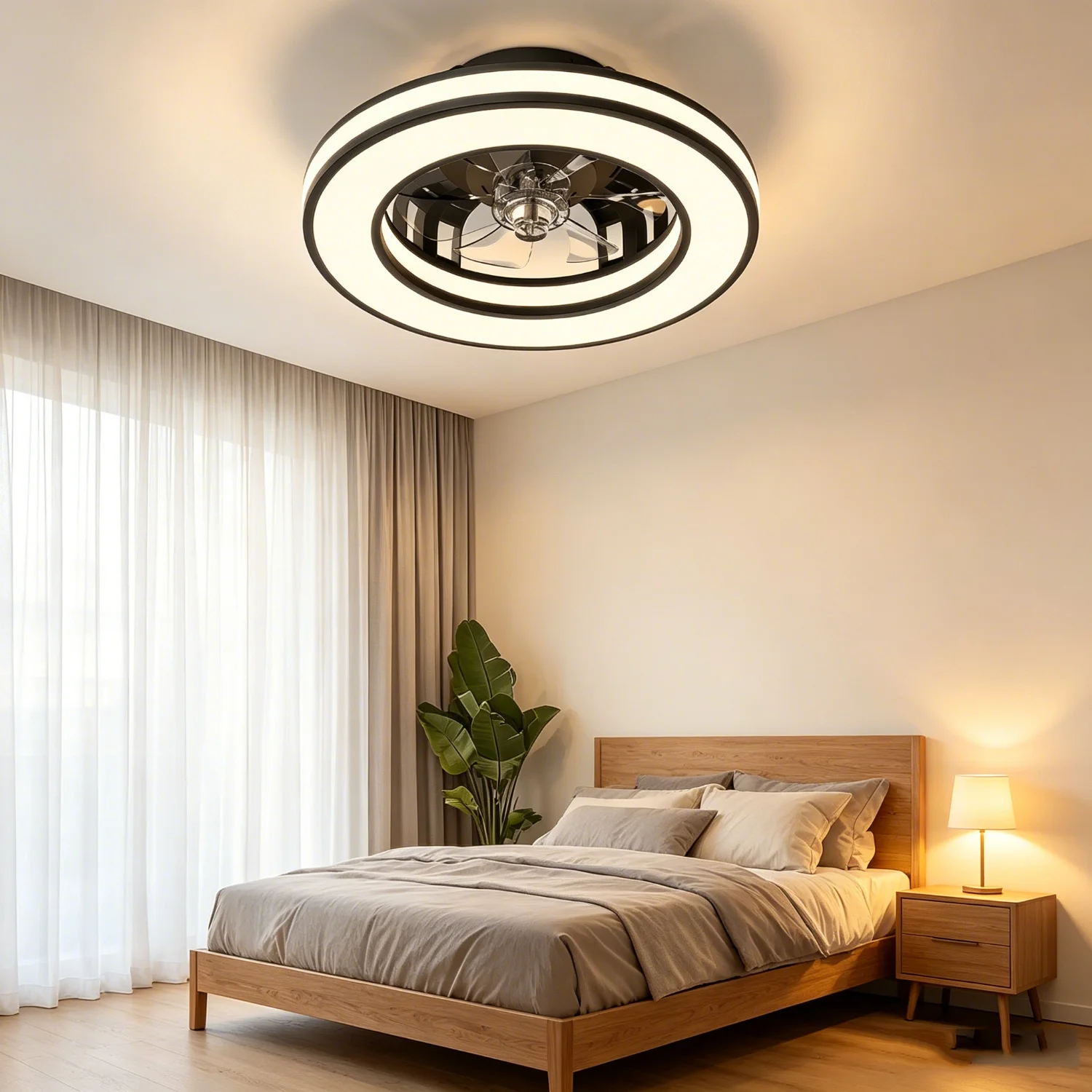 LED Ceiling Fan Light with Remote Control  16 Inch Infinite Dimming 6 Levels Wind Flow Speed ​​Chandelier Fan for Living Room Bedroom