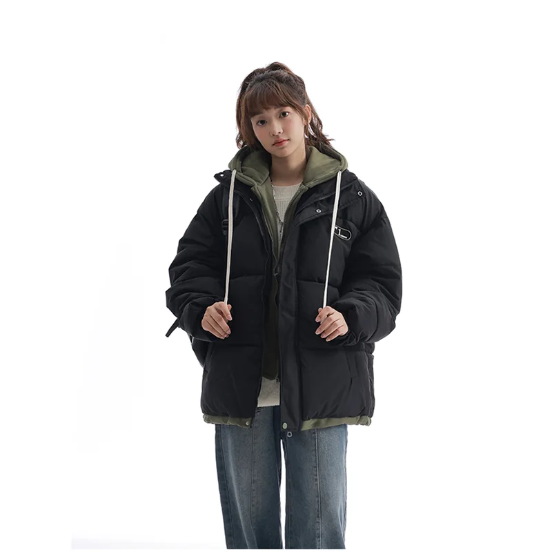 Down Jacket Women Coat Fashion American Y2K Streetwear Hooded Duck Warm Down Feather Female Winter Outwear Cotton-padded Jacket