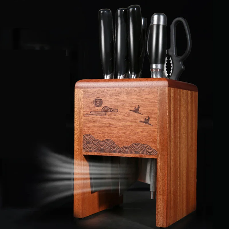 

Multifunctional ebony knife holder, chef's utility tools, peeler, slicer, kitchen storage rack, 11 hole knife holder, tools