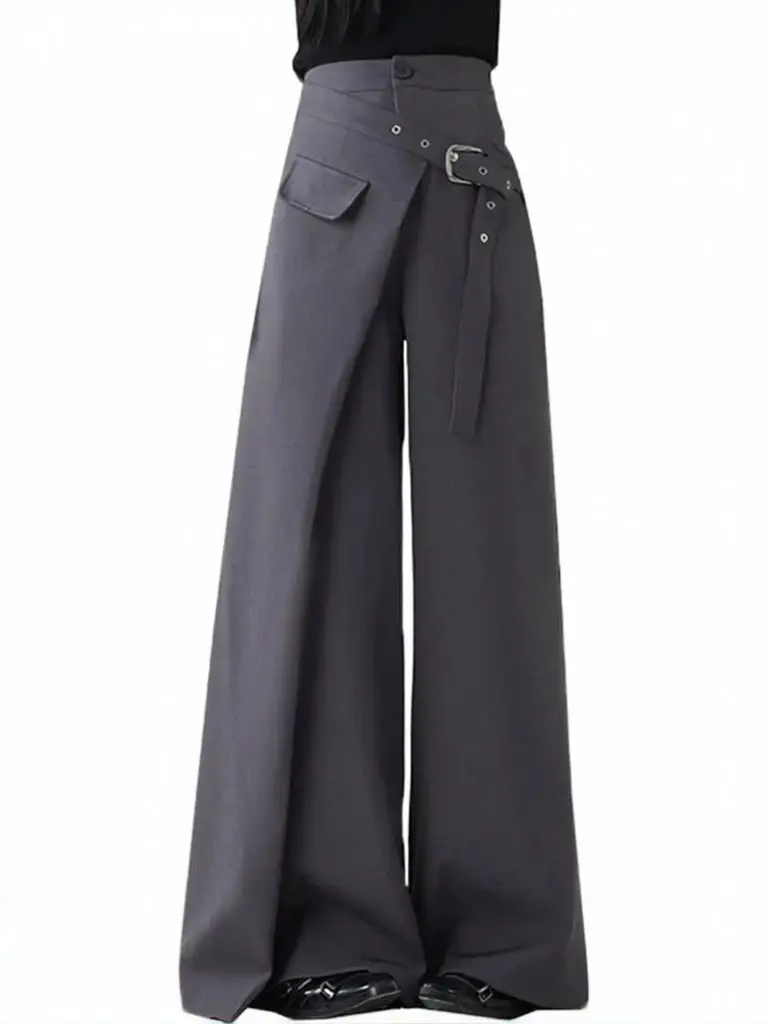 Streetwear Luxury Black Wide Suit Pants Men Elegant Drape Floor Length Dress Pants Versatile Designer Straight Long Trousers