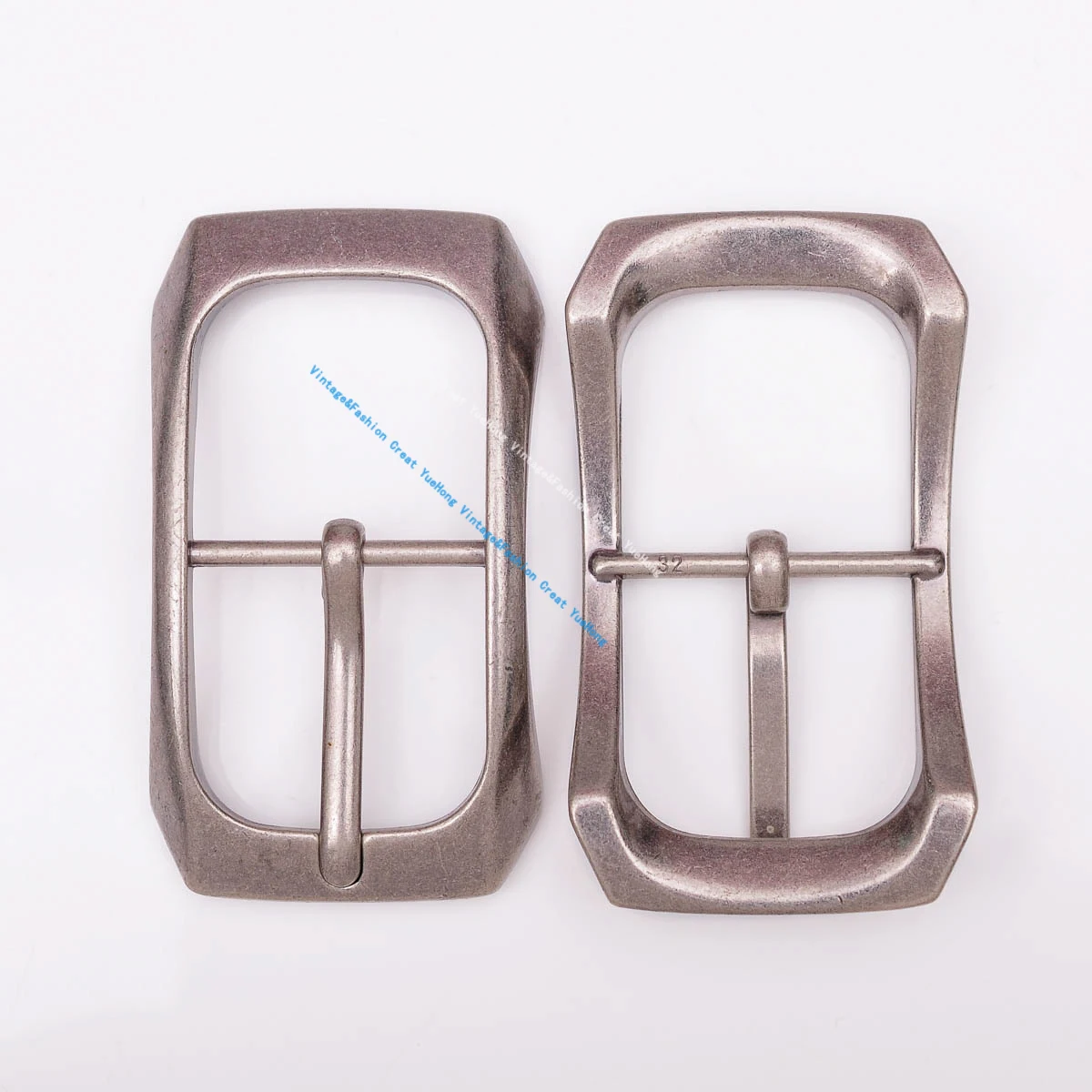 قوس الصلبة مستطيلة العتيقة الفضة مركز بار دبوس حزام مشبك صالح 32 مللي متر حزام 78*45 مللي متر #5