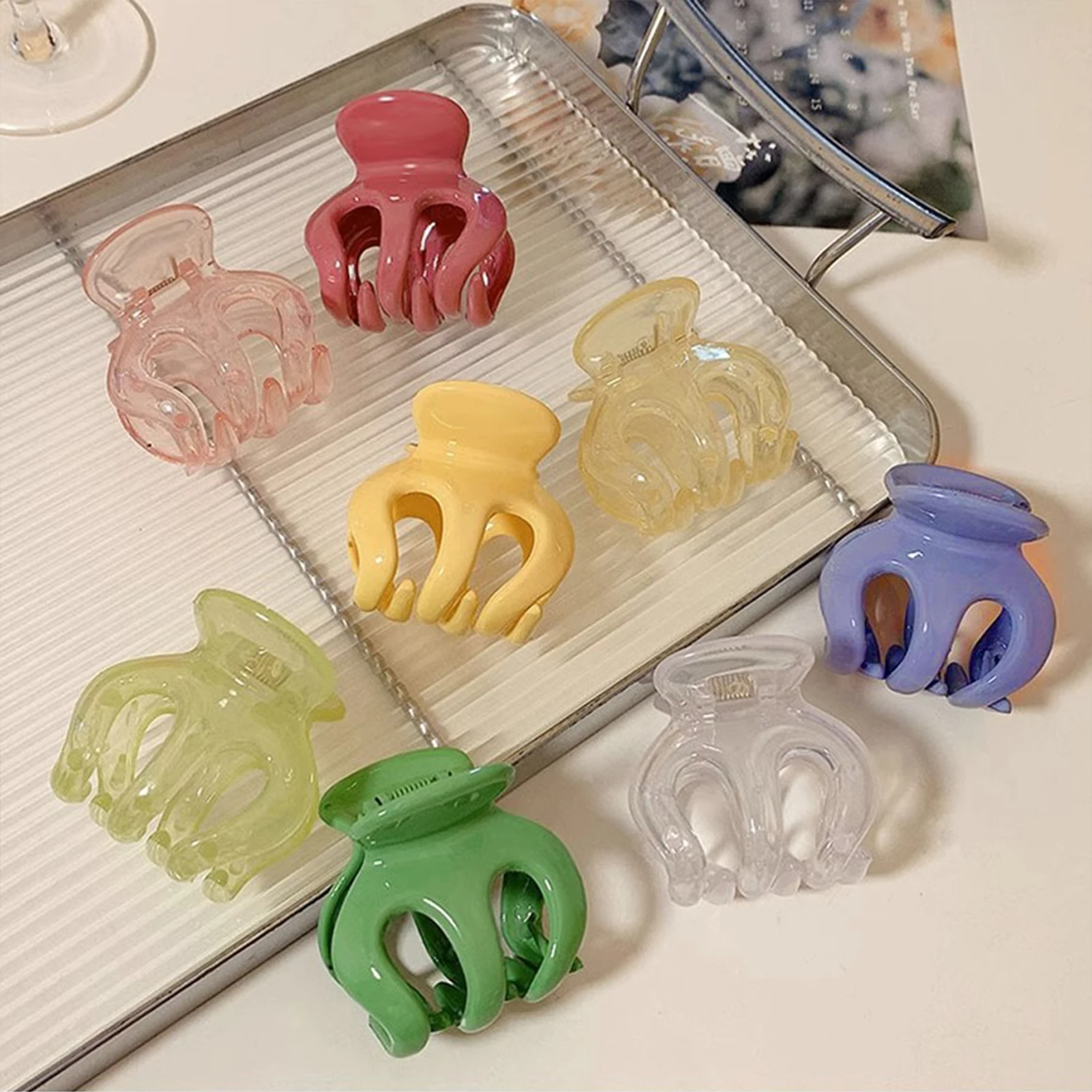 Sanfte Kürbis-Haarklammer im koreanischen Stil, süße Mini-Haarspange, bonbonfarbene Haarkrabbe, modische Alltags-Haarspange, Pferdeschwanzhalter, Kopfschmuck – Detail 7