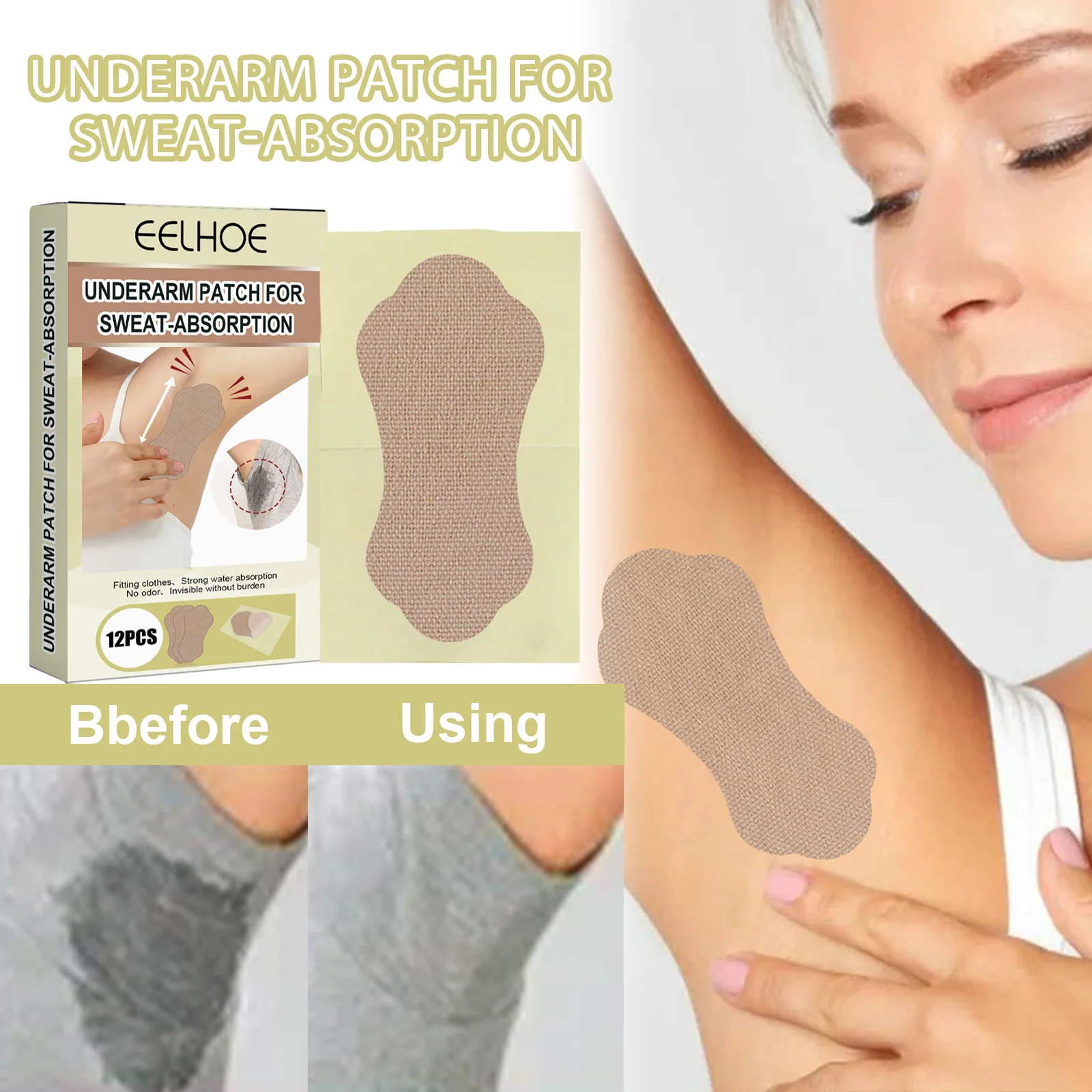 

EELHOE Underarm Sweat Sticker Invisible Long-lasting Anti-sweat Absorbing Summer Anti-sweat Pad