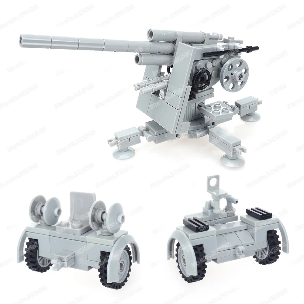 Military German Army 88 FLAK Artillery Building Block Soldier WW2 Figures Battlefield Anti-tank Weapons Model Child Gift Boy Toy