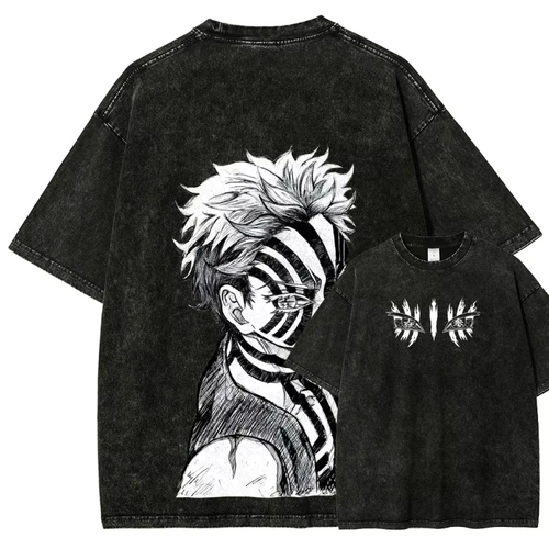 25 nuevo Popular Anime Hit Show lavado Vintage Akaza camiseta Manga gráfico hombres mujeres algodón de gran tamaño camisetas de manga corta Tops