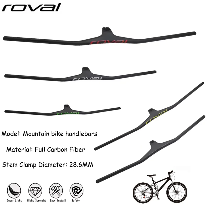 

2024 Mtb Handlebars And Stem 28.6mm-17Degree Carbon Integrated Handlebar For Mountain Bike 660~80070/80/90/100/110 Bicycle Parts