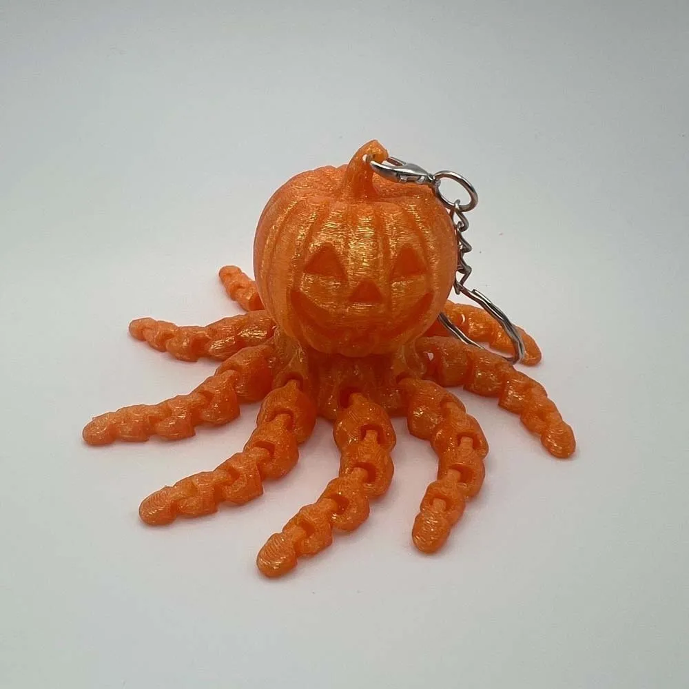 Glow In The Dark Pumpkin Key Chain Flexible Tentacles Rotating Design Ghost Key Ring Fine Texture Creative Shape