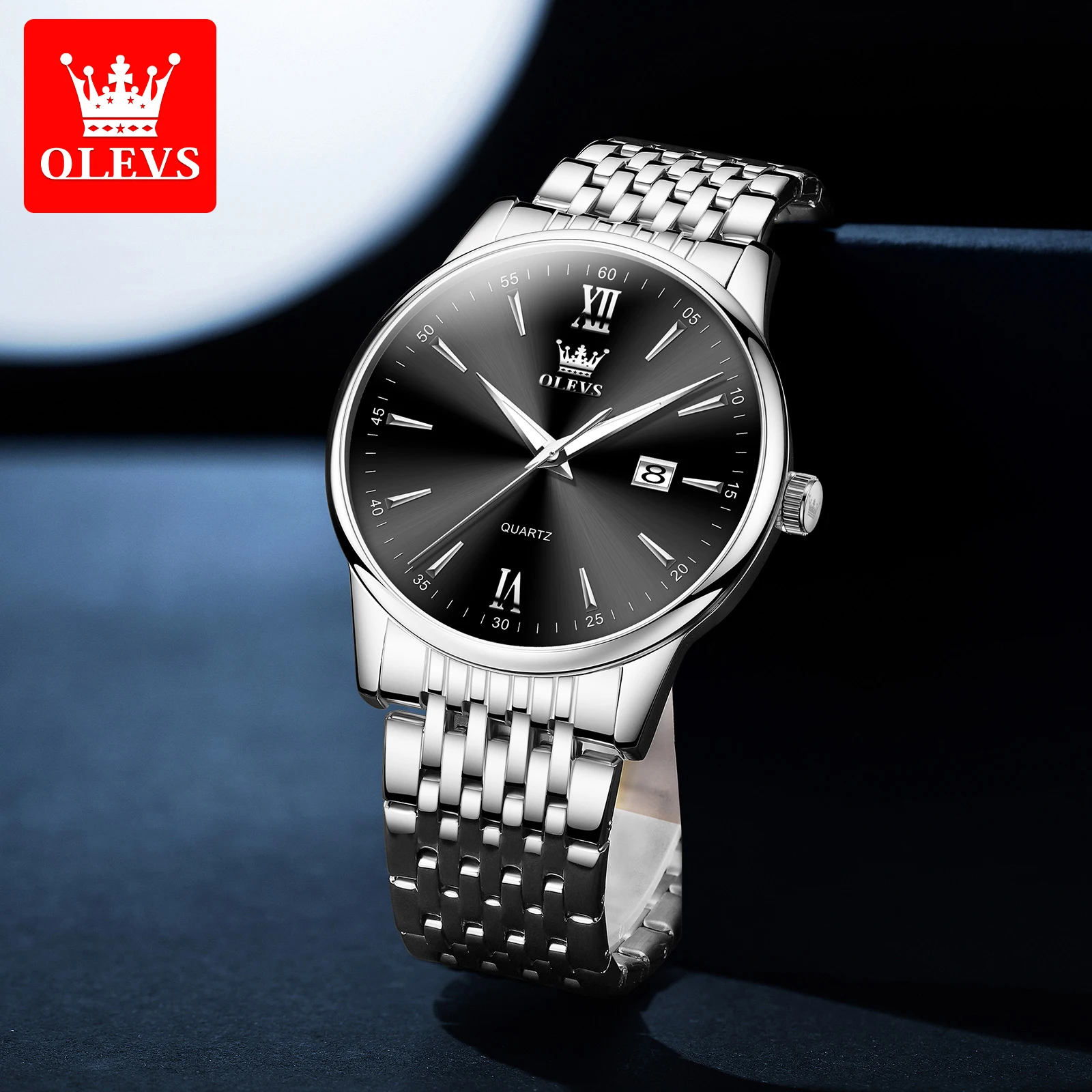 OLEVS Original Casual Quartz Watch for Men Stainless Steel Waterproof Men's Wrist Watches Calendar Luminous Fashion Male Watch