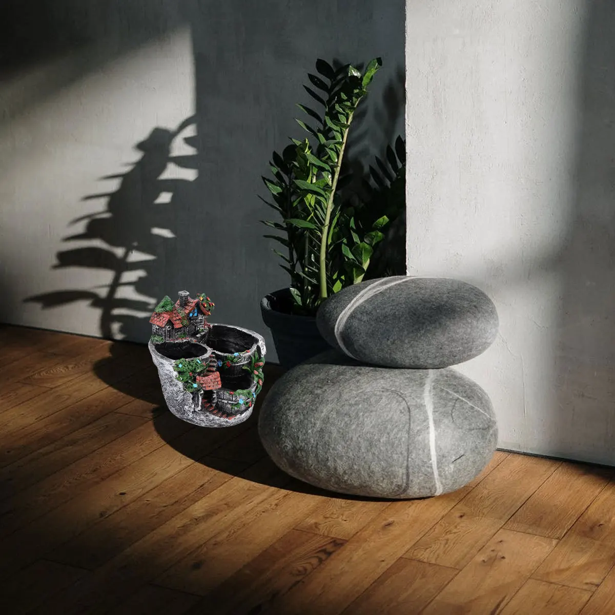 

Resin Flowerpot House Shaped Decoration Succulent Pot Ideal for Indoor Outdoor Use Fairy Garden Terrarium Gift
