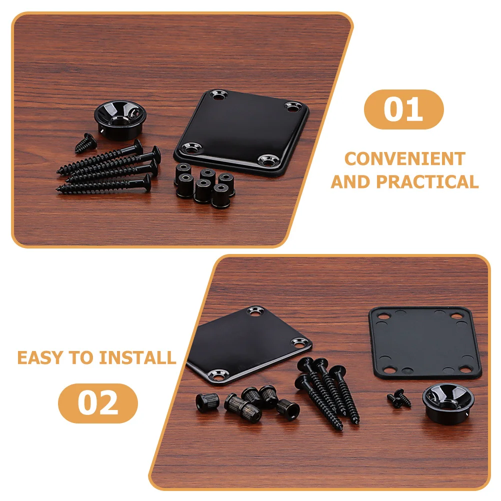 

1 Set Of Neck Plate With Screws Replacement Neck Mounting Plate For Electric Guitar Bass Durable Metal Back Board Guitar Parts
