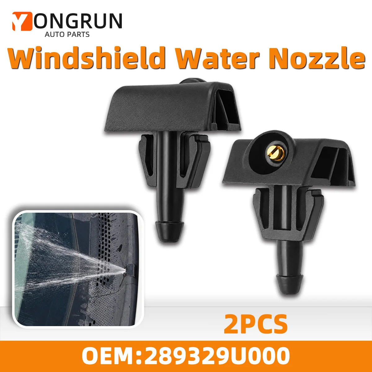  2 Stück Auto-Windschutzscheiben-Wasserdüse, einstellbarer Sprühstrahl, passend für Nissan Tiida Venucia R50 X-Trail Sylphy Juke, 289329U000, 28932BA61A – Detail 1