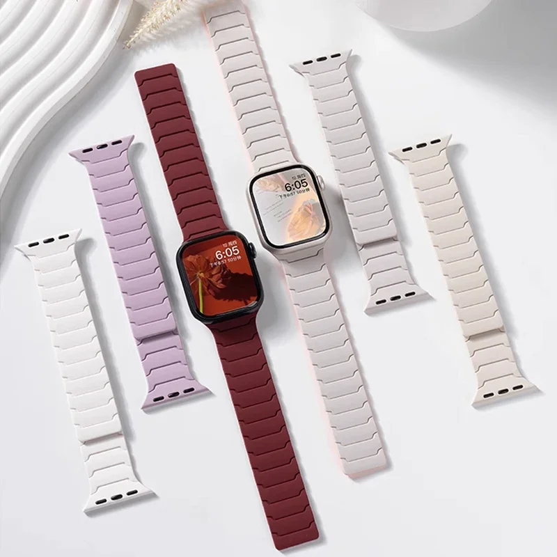 حزام سيليكون مغناطيسي لساعة أبل الترا 2 49 مللي متر 46 مللي متر 45 مللي متر سوار لسلسلة Iwatch 10 9 8 7 6 SE 5 38 44 مللي متر 42 مللي متر 40 مللي متر