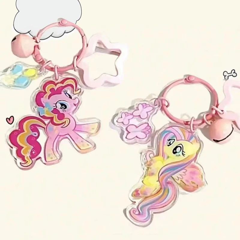 My Little Ponys Kids Cute Acrylic Keychain Children Cartoon Fashion Keyring GirlsAnime Pendant Charms Jewelry Accessories Gifts