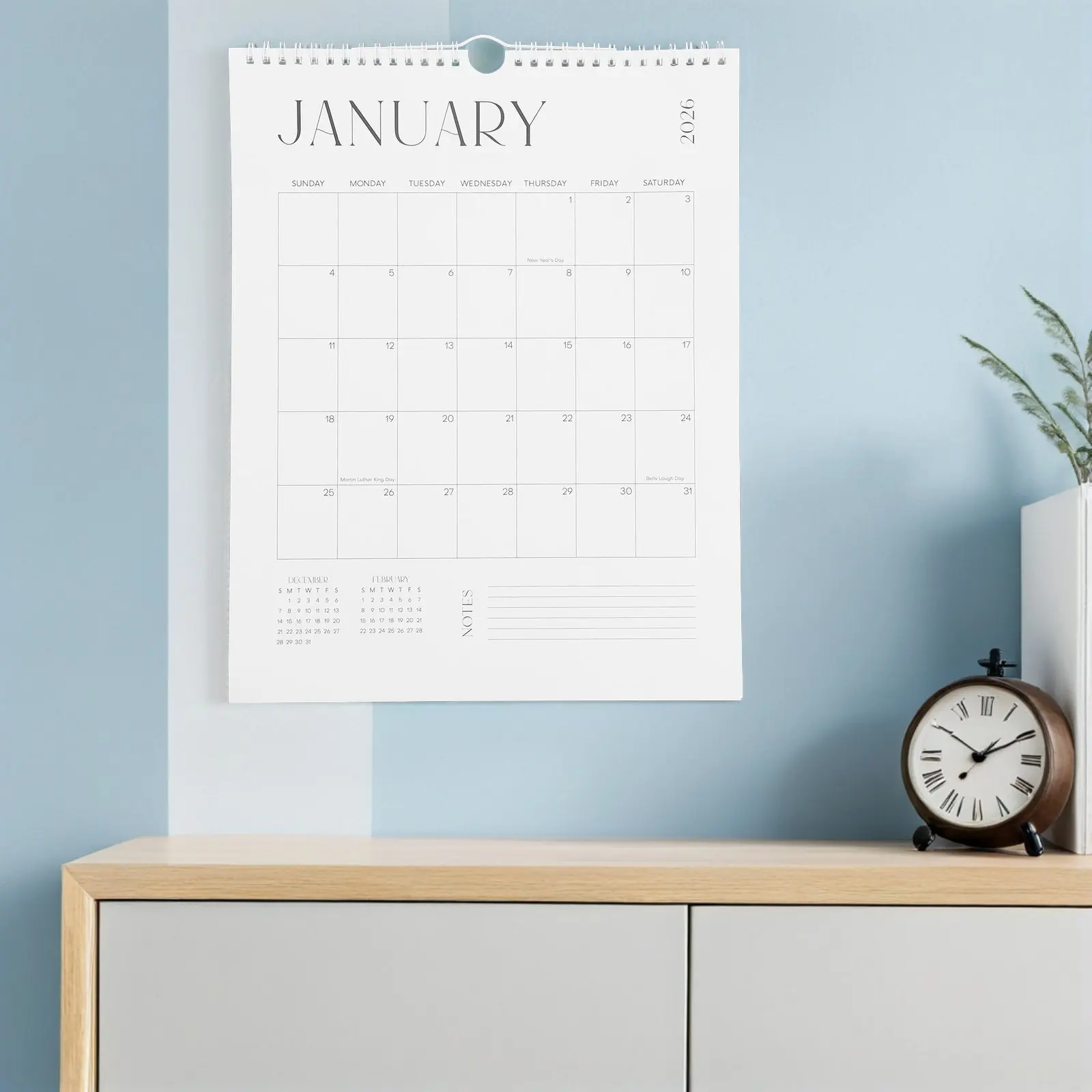 

Настенный календарь на 18 месяцев (июль-декабрь) 2025-2026, подвесной планировщик для дома, офиса, семьи, из плотной бумаги, эстетичный, современный дизайн