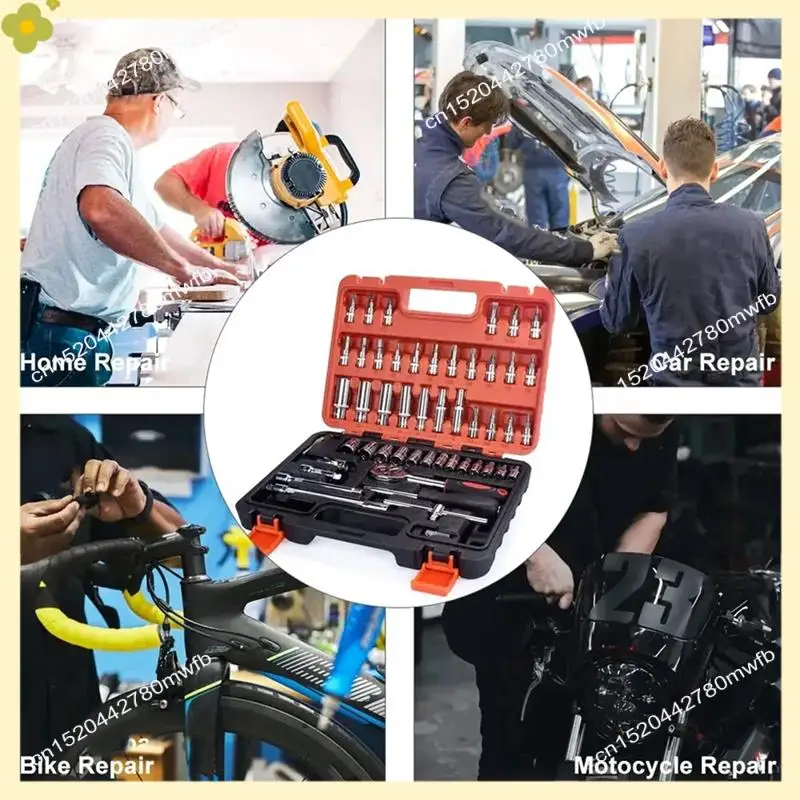 LDHL 46 قطعة/مجموعة من مجموعة أدوات إصلاح السيارات مجموعة مقابس أداة إصلاح السيارات اسئلة مفتاح العزم كومبو مجموعة أدوات إصلاح السيارات