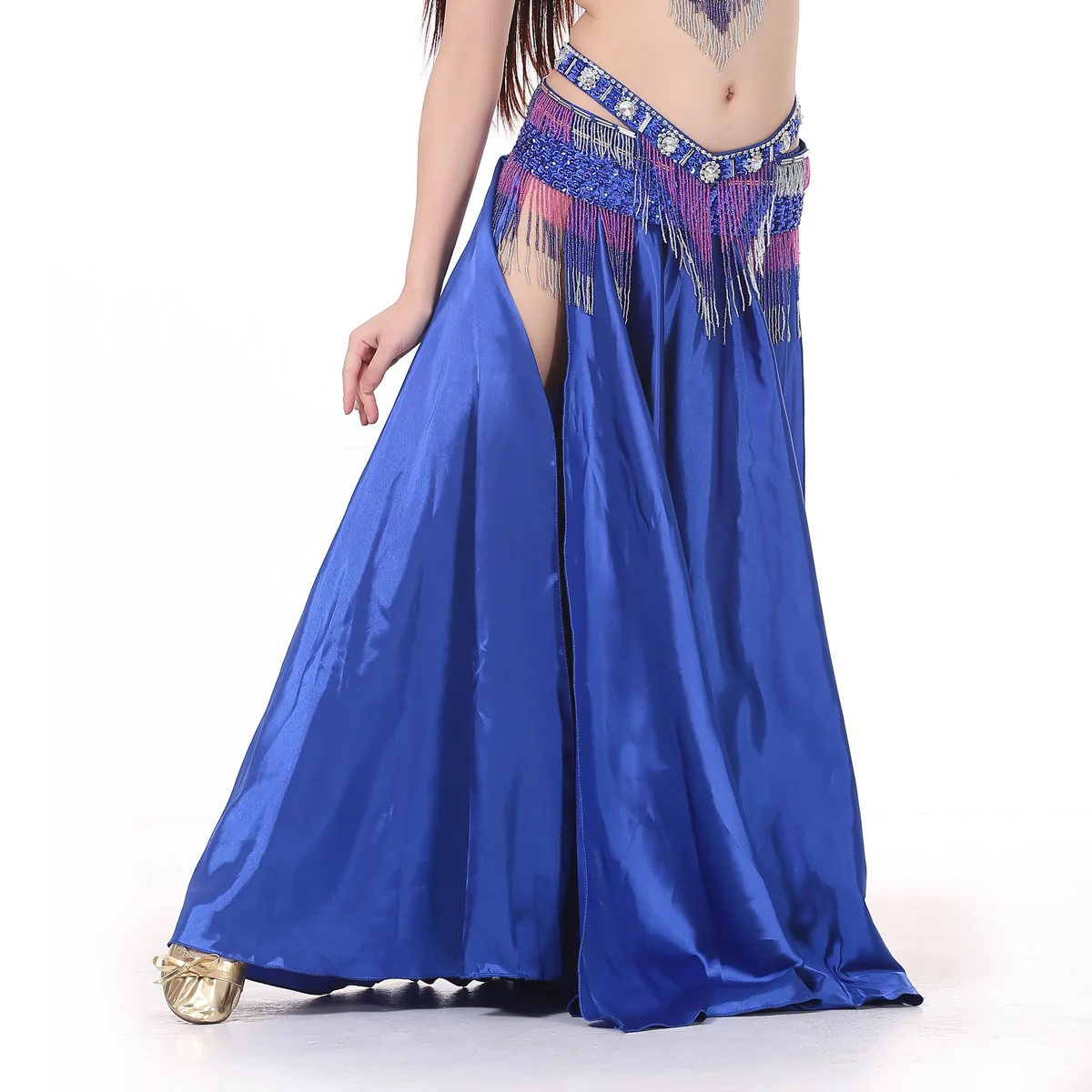 Chiffon Double High Slits Oriental Belly Dance Skirts For WomenBellydance Costume Accessoires Skirt (Without Belt)