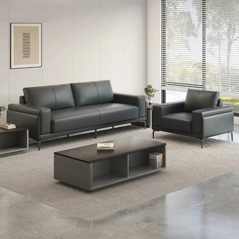 Integrated combination boss business simple modern reception sitting area leather sofa