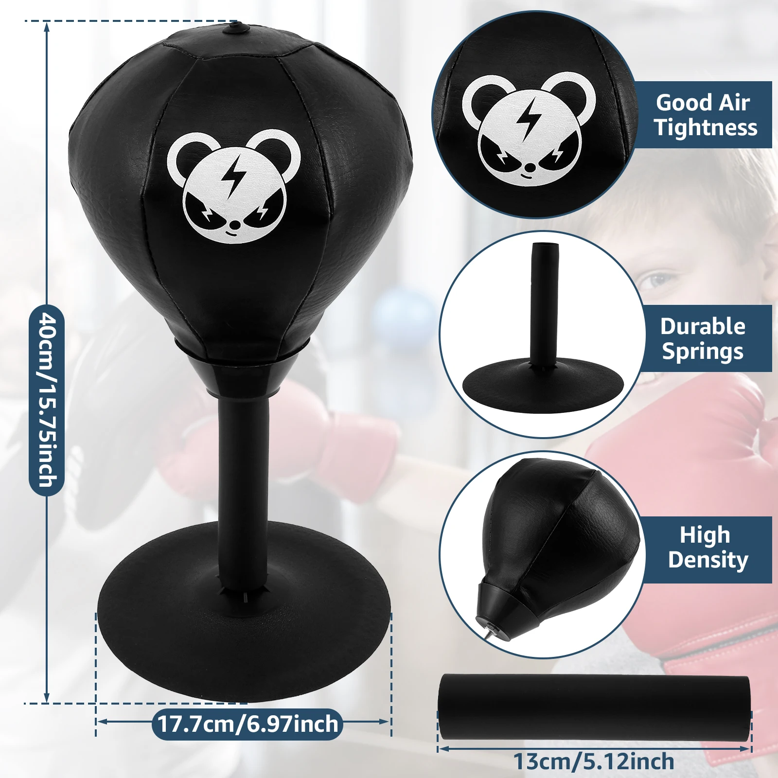 Desktop Punching Bag Desk Boxing Bag with Suction Cup Stress Relief Tabletop Punching Bag with Inflator Fun Punch Rage Bag Table