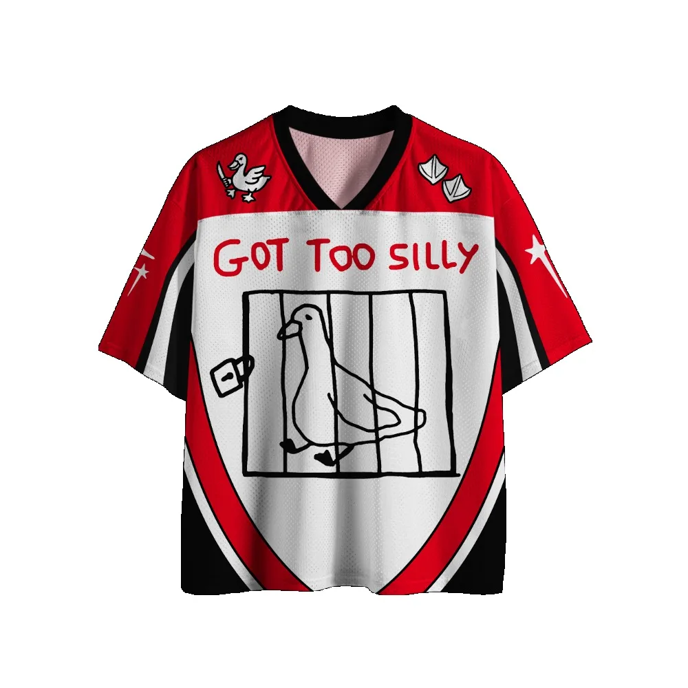 Gothic Football Jersey Vintage Print V‑Neck Short Sleeve Cropped Jersey Y2K Alt Punk Streetwear Harajuku Oversized Sport Tee image 5