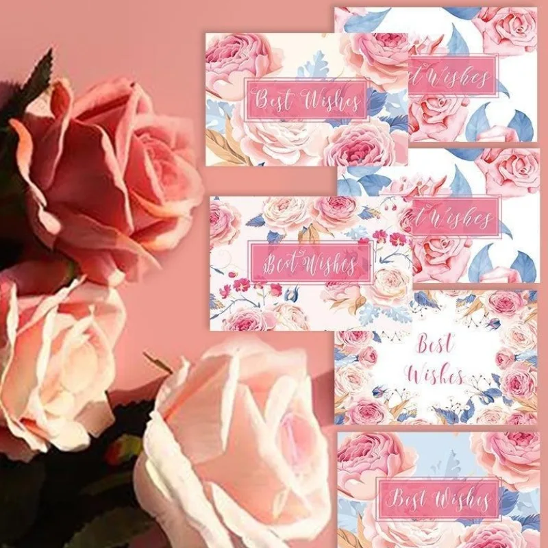 Set di 6 biglietti d'auguri romantici con rose, per la festa della mamma, i migliori auguri che desiderano biglietti d'invito, biglietti decorativi regalo con messaggio di benedizione