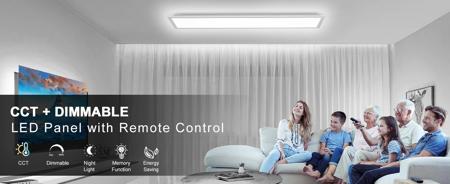 100cm LED-Deckenleuchte 30W, Ultraflache Panel-Lampe mit Fernbedienung, 3000K-6500K für Wohnzimmer, Schlafzimmer, Büro, Arbeitszimmer – Detail 1