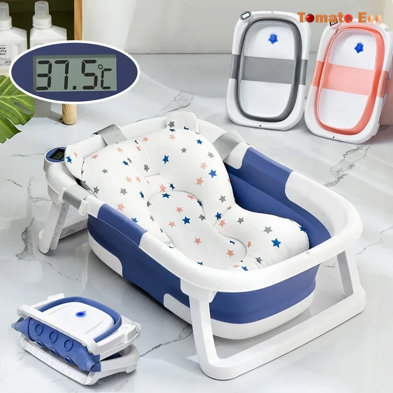 Collapsible Baby Bathtub Real-time Temperature Bathtub Portable Travel Baby Bath Suitable for Babies 0-36 Months