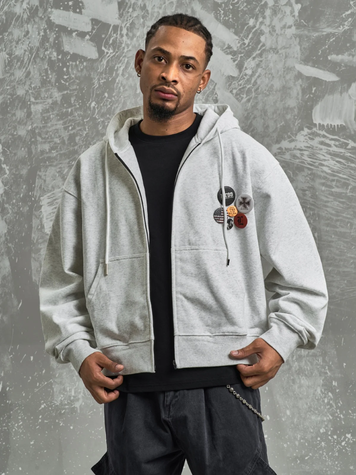 

Худи в американском уличном стиле MT99, повседневная свободная толстовка унисекс, серая куртка с капюшоном, универсальная, удобная, из хлопка и полиэстера.