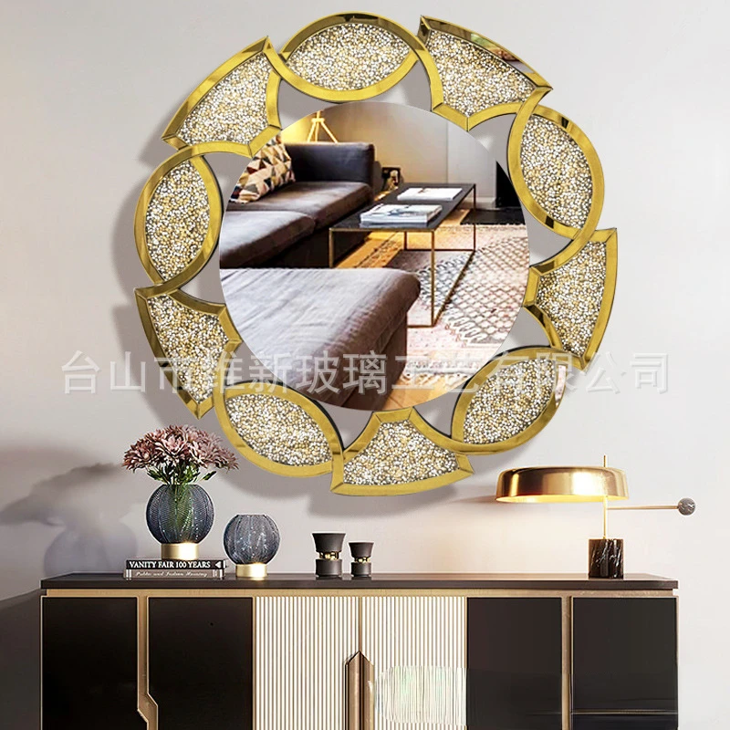 Hanging mirror, sun shaped mirror, diamond decorative , living room wall sticker , glass , furniture, foyer mi