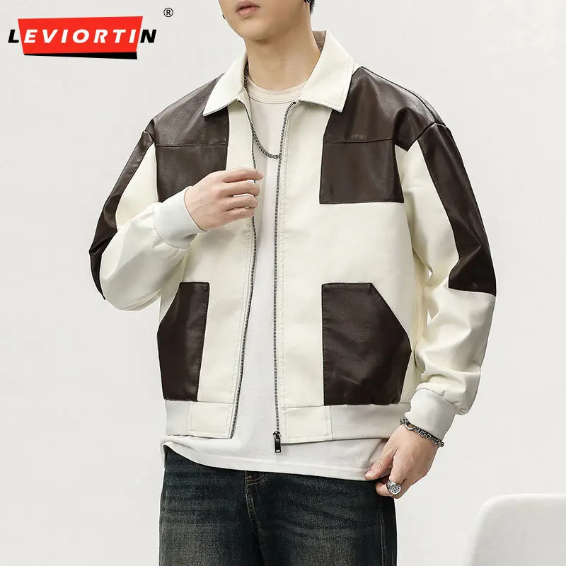 

Autumn American Retro Trendy Brand Jacket with Men's High End, Patched Loose and Comfortable Pocket Design, Leather Jacket