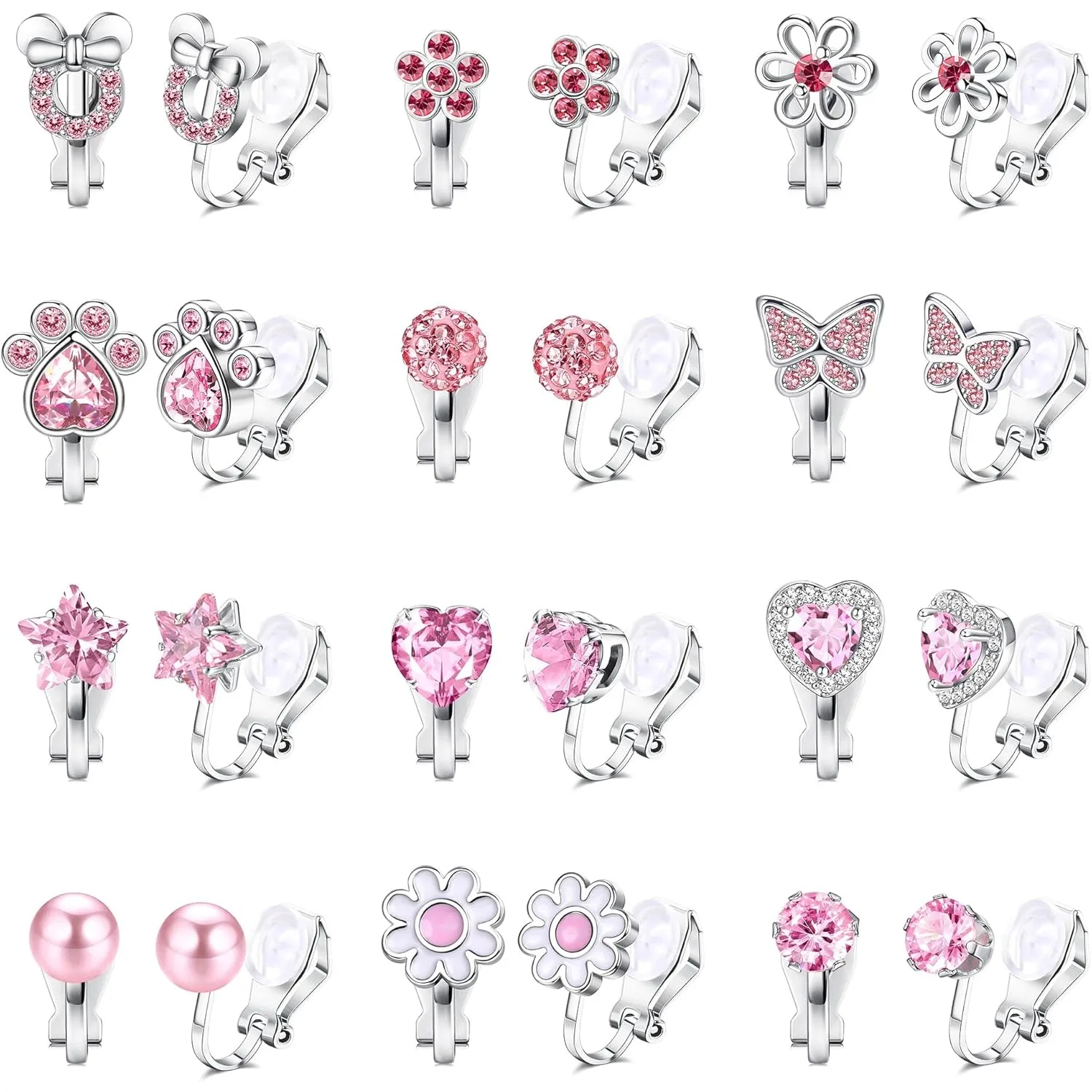 

Bobisty 12 Pairs Cute Clip on Earrings for Women Pearl CZ Butterfly Non Pierced Earrings Hypoallergenic Earrings Jewellry Gift