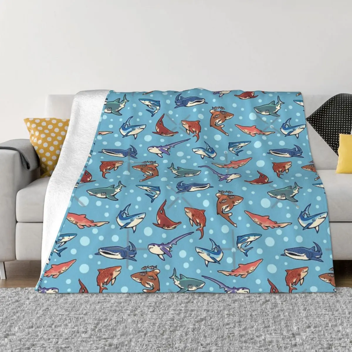 Sharks In The Light Blue Quilt Bed Blanket Couple Blankets Custom Blanket Personalized Throw Blanket