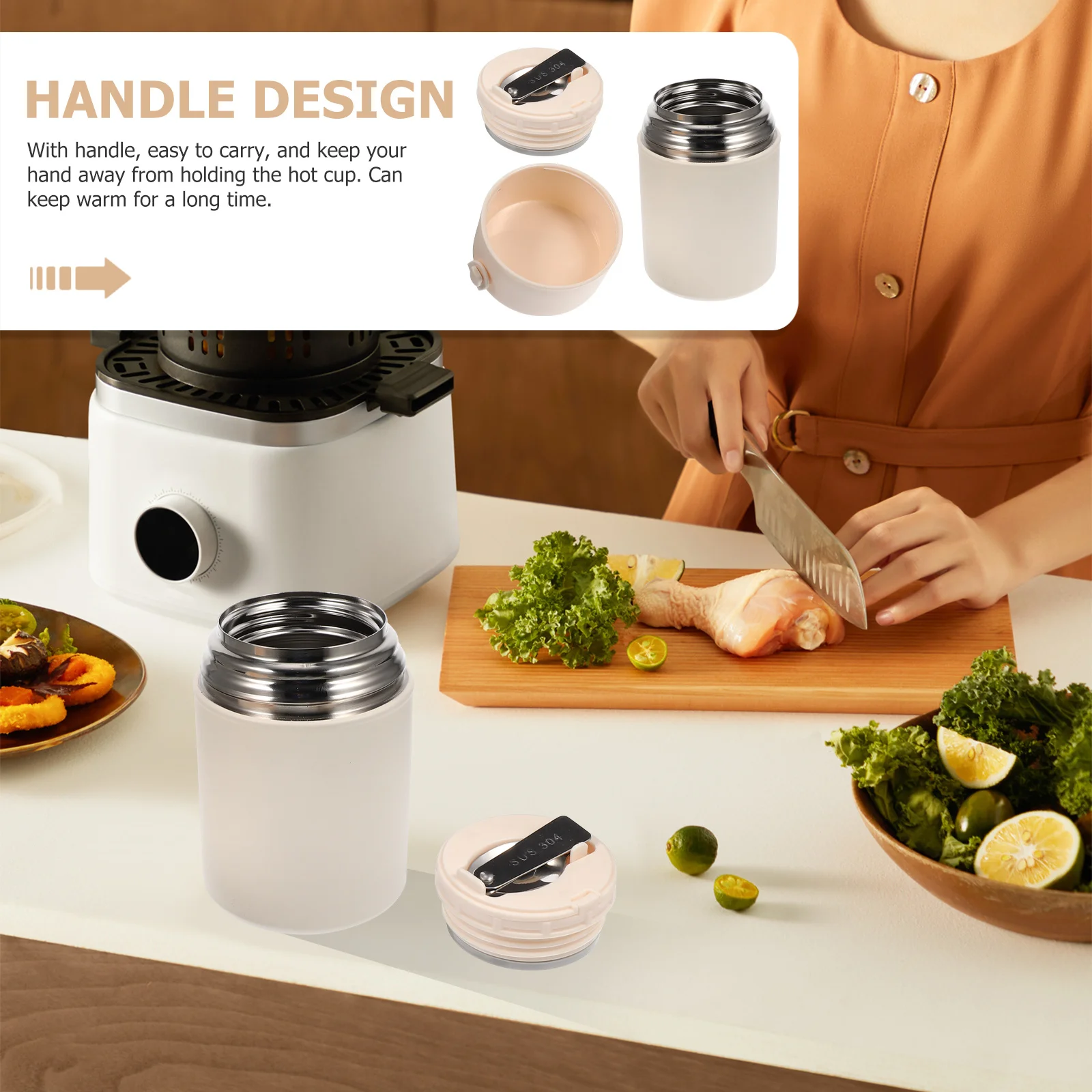 حاوية طعام من الفولاذ المقاوم للصدأ، جرة حرارية معزولة ذات سعة كبيرة، محمولة مانعة للتسرب، أنشطة خارجية مثالية