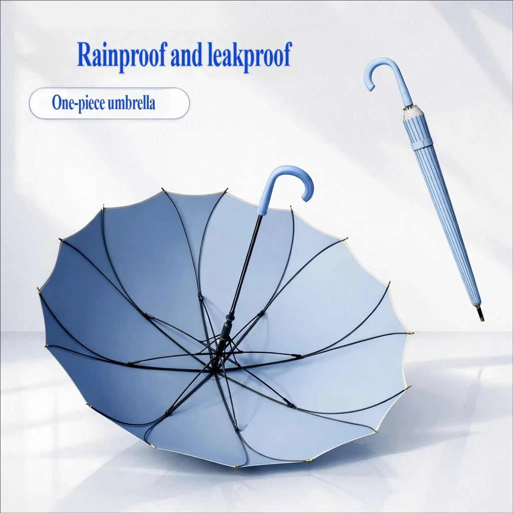 Einfacher japanischer Regenschirm mit langem Griff, einteiliges Lotusgestell, automatische Öffnung, vergrößerte Größe, langlebige gerade Stange.